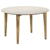 Best Furniture Outlet - Coaster - Aldis Round Marble Top Coffee Table White and Natural - 703718